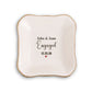 Personalized Engaged Elegant Ceramic Trinket Tray with Gold Edge- gift for wife/girlfriend.
