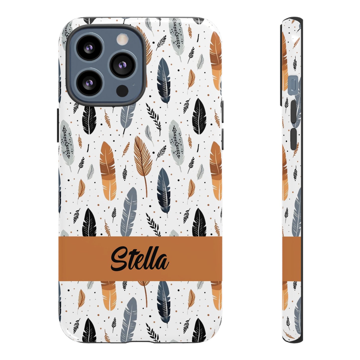 Personalized Whispering Feathers Samsung, Google Pixel and iPhone Case, Custom Name Case.