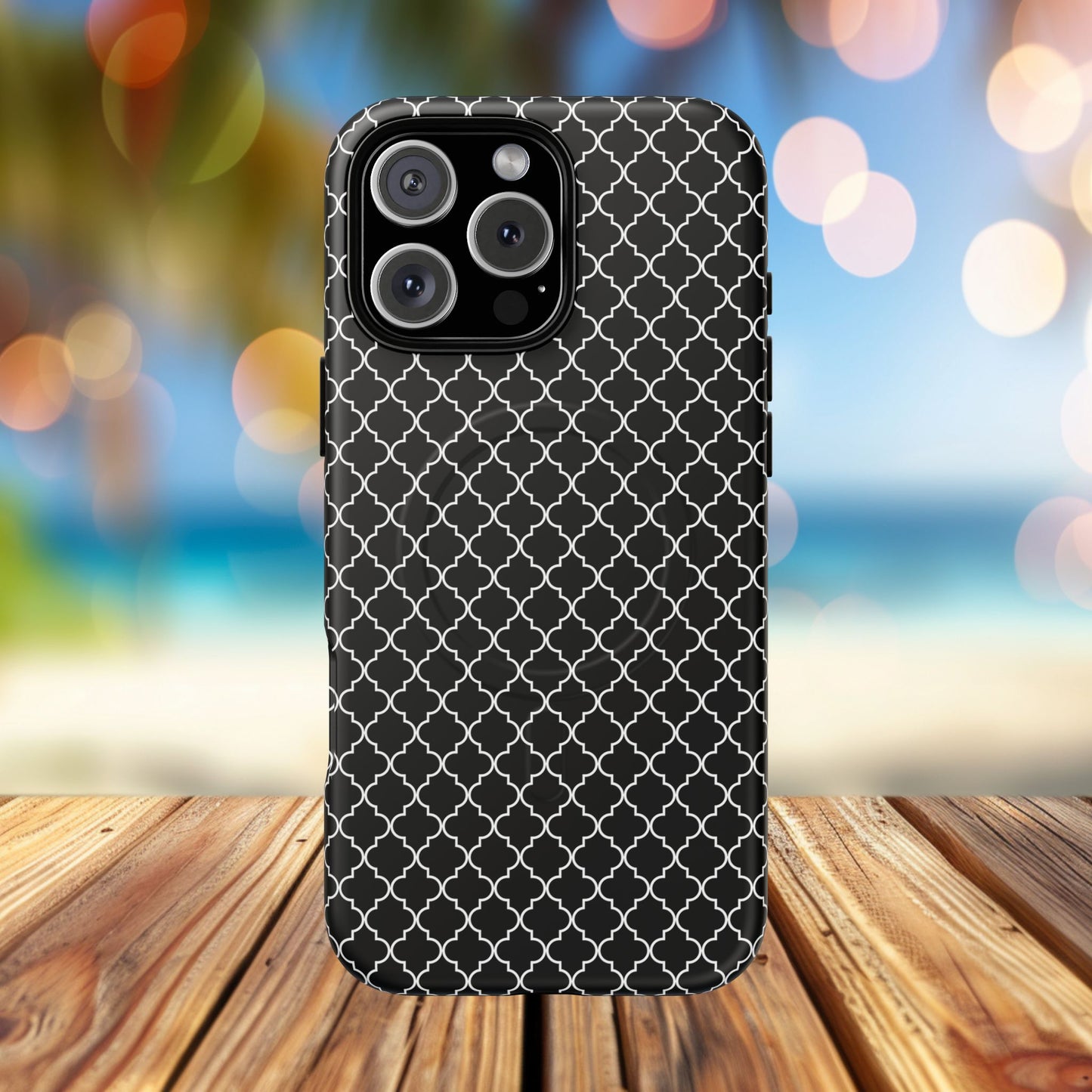 Noir Mosaic Tough iPhone Magnetic Case, Geometric Patterned Case, Durable iPhone Cover, Unique Tech Accessories, Perfect Gift for Him/Her