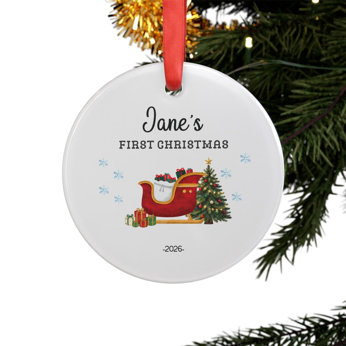 Personalized Name First Christmas' Acrylic Ornament — Baby's First Christmas Keepsake