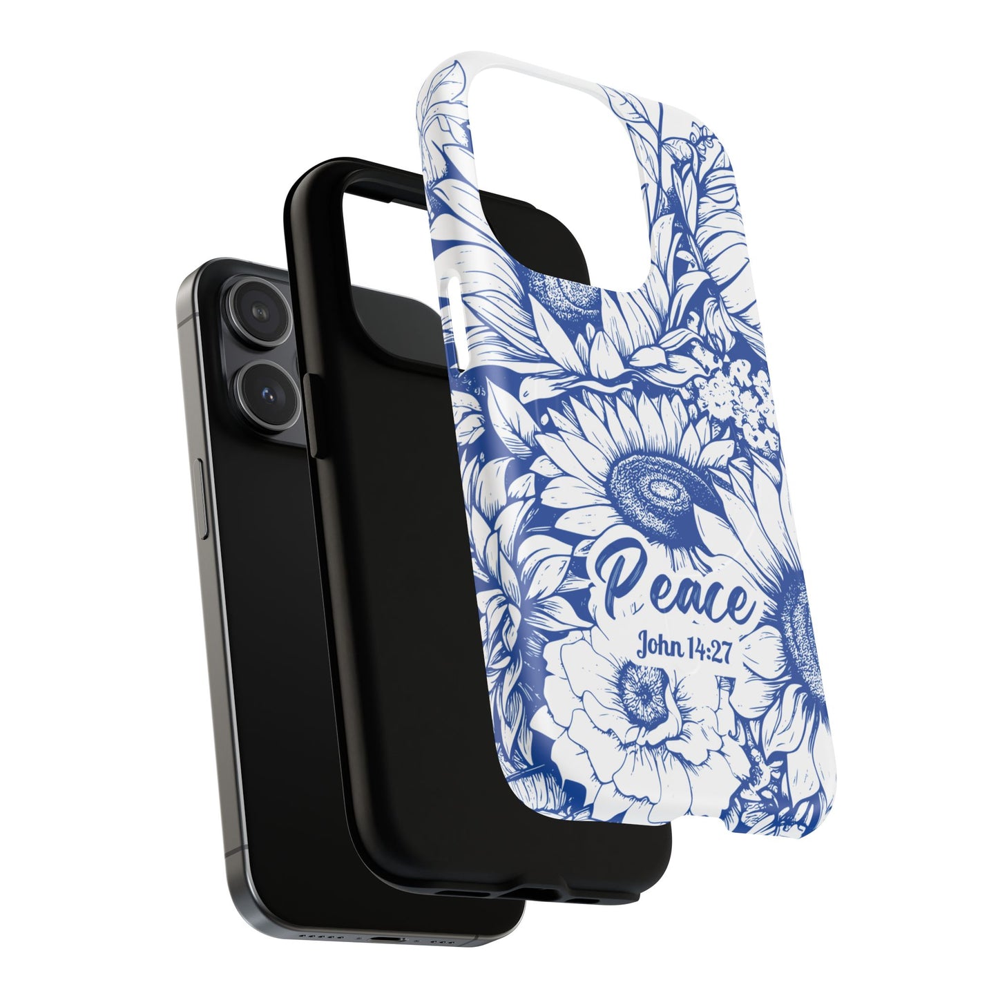 Peace I Leave with You John 14:27, Inspirational Gift, Tough iPhone Magnetic Case Scripture, Sunflower Bible Verse, MagSafe® iPhone® Tough Case, iPhone 14, iPhone 15, iPhone 16, Pro, Pro Max, Plus.