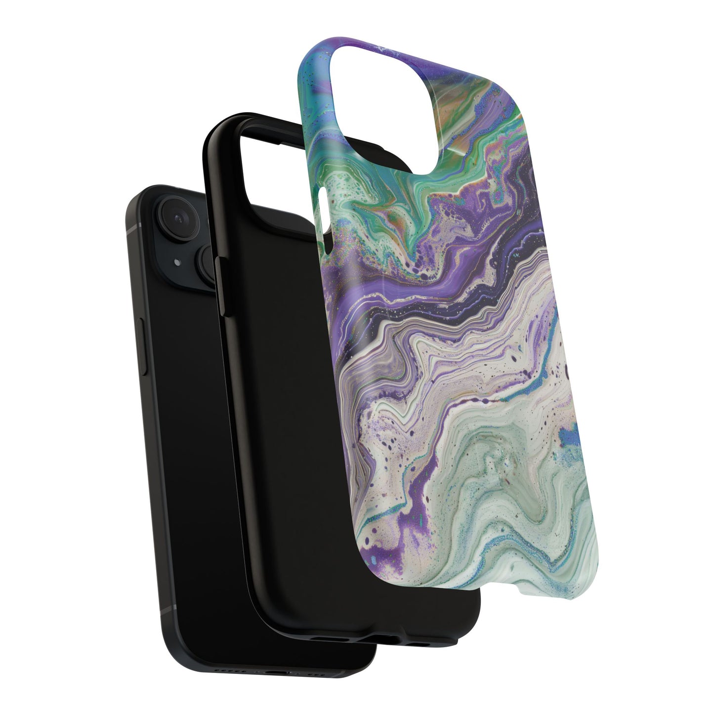 Stylish Purple Acrylic Tough Magnetic iPhone Cases, Unique Protective Cases for iPhone, Colorful Marble Design, Great Gift for iPhone Lovers