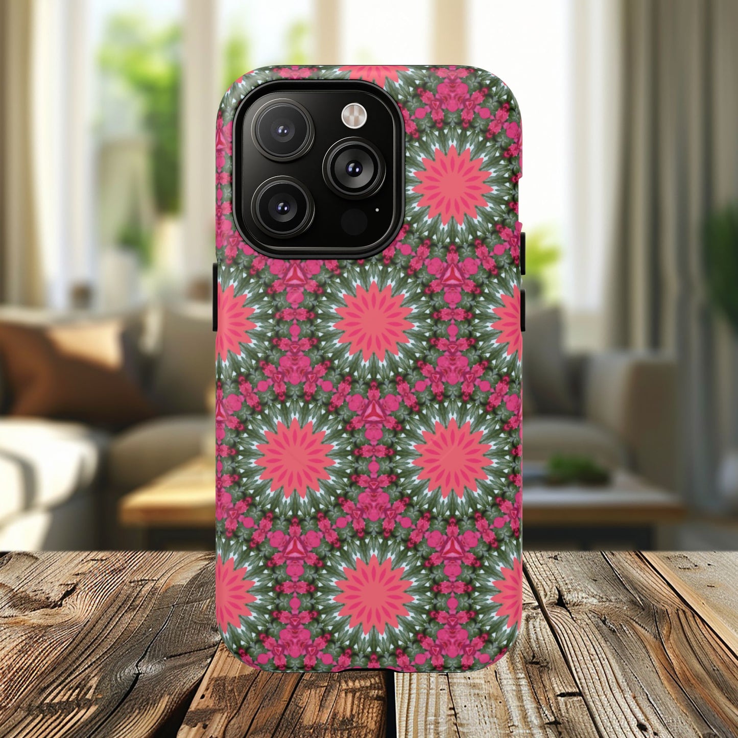 Floral KaleidoBloom iPhone Case, Tough Magnetic Cases, Floral iPhone Cover, Stylish Tech Accessory, Durable Design, Vibrant Gift Idea