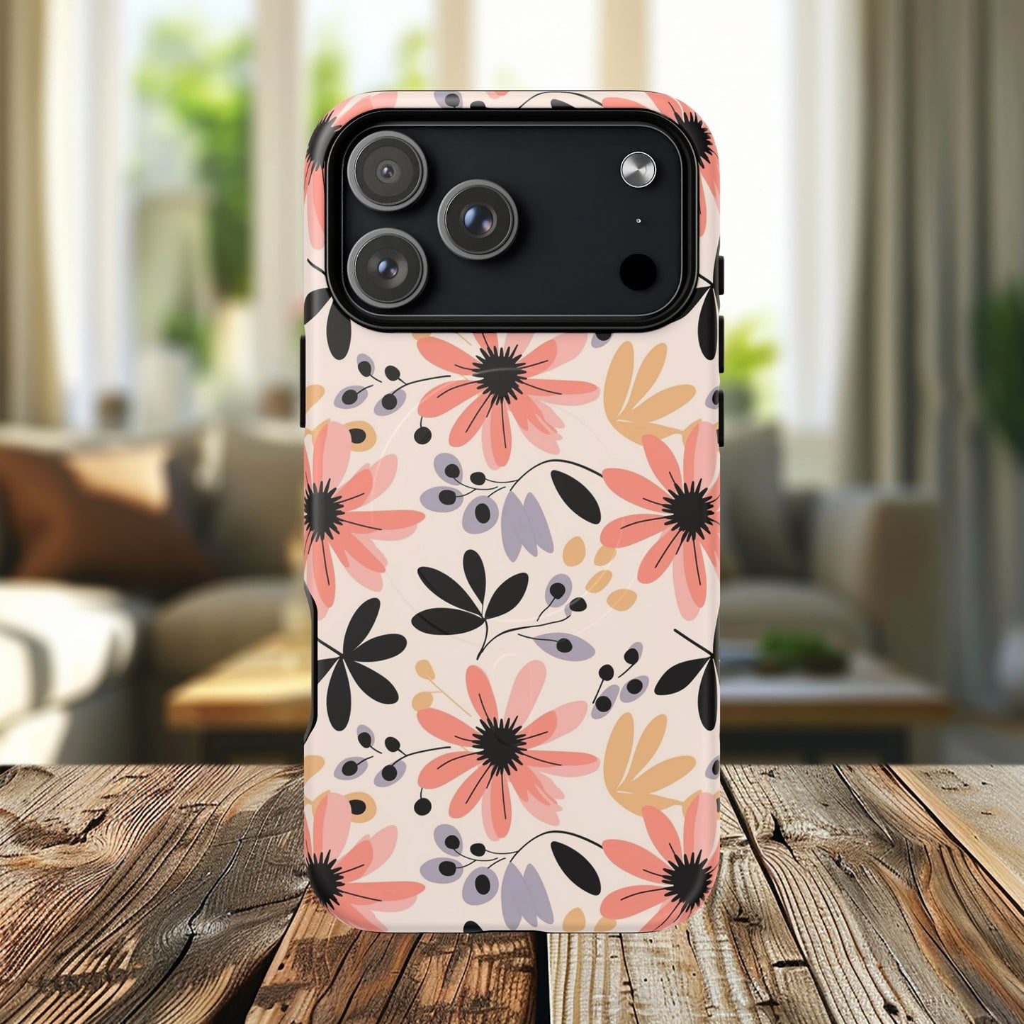 Stylish Soft Petal Noir iPhone Case, Floral iPhone Accessory for Her, Tough iPhone Magnetic Cases, Trendy iPhone Cover, Gift for Friends, Summer Vibes