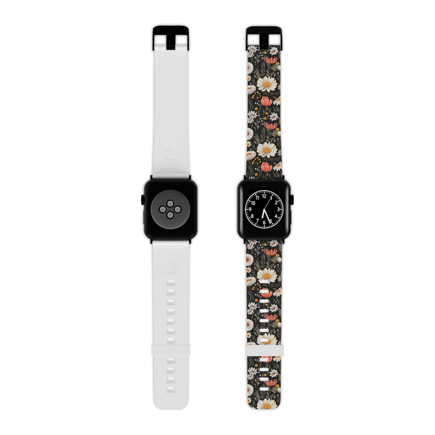 Blossom Elegance: Noir Garden Floral Pattern Apple Watch Band - Stylish & Comfortable