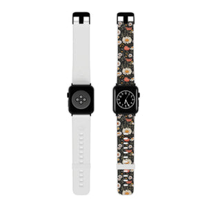 Blossom Elegance: Noir Garden Floral Pattern Apple Watch Band - Stylish & Comfortable