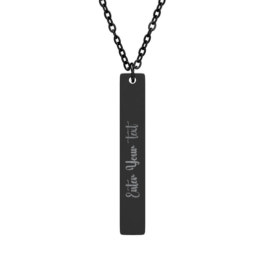 Engraved Vertical Bar Necklace — Personalized Slim Pendant Necklace