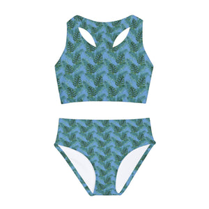 Blue Tropical Bliss Girls Two Piece Swimsuit (AOP)- (PY)