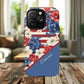 Personalized Stars, Stripes & Petals Tough Magnetic MagSafe Case, Patriotic Cover, Floral Design, Durable Protection, Gift for Her, Summer Vibes
