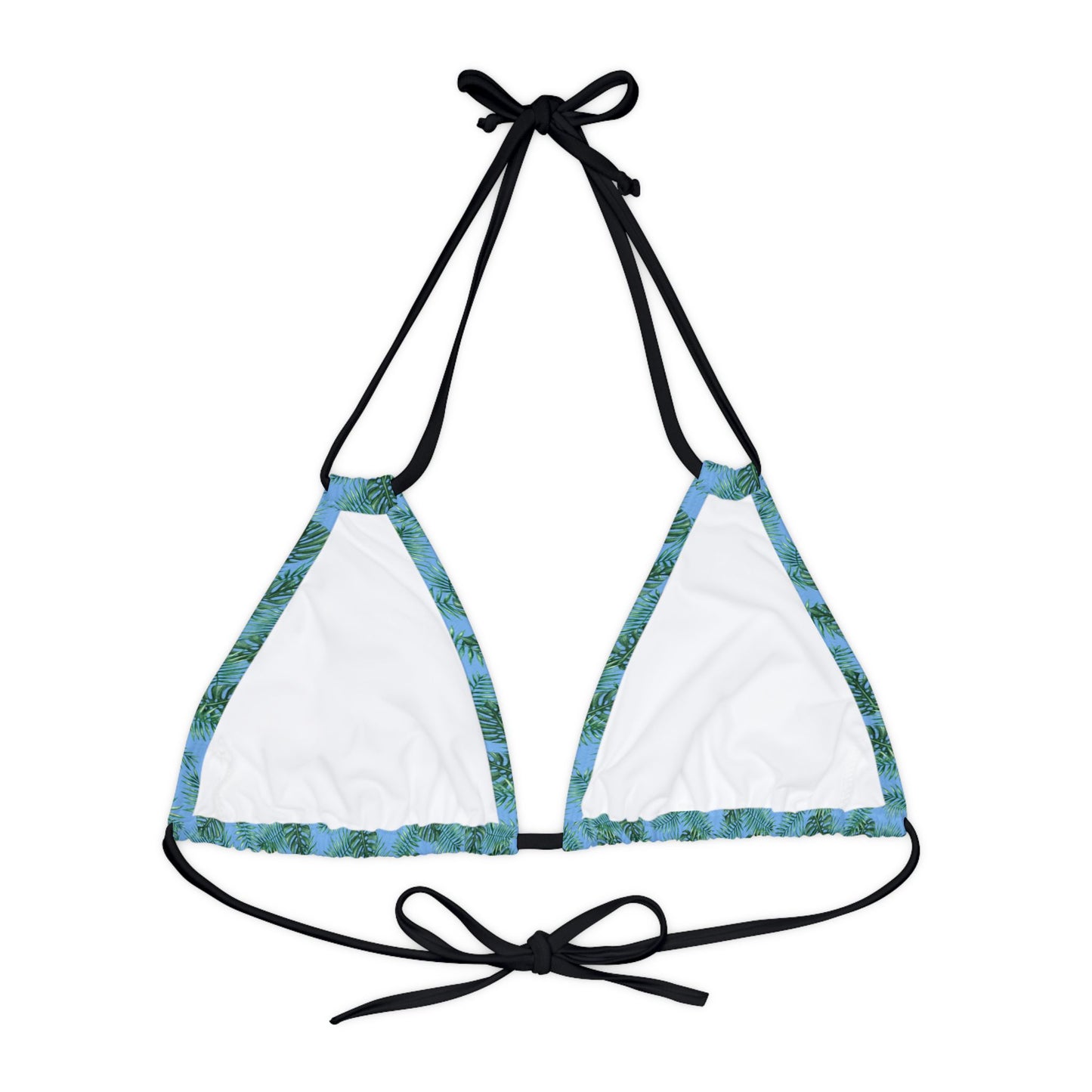 Blue Tropical Bliss Strappy Triangle Bikini Top (AOP)- (PY)