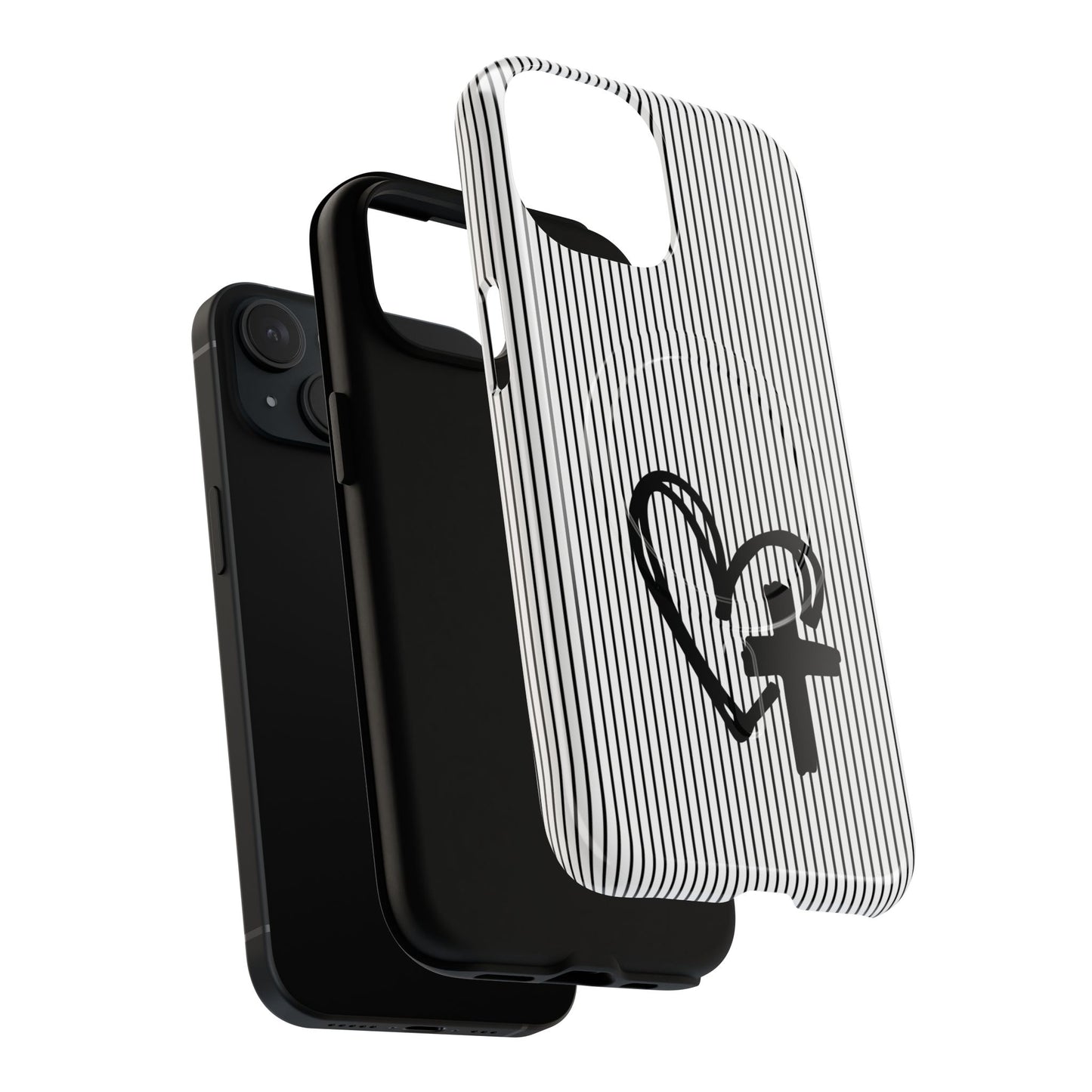 Tough Magnetic Phone Case with Heart & Cross Design, Durable Phone Cover, Unique Gift for Her, Stylish Accessory, Everyday Use