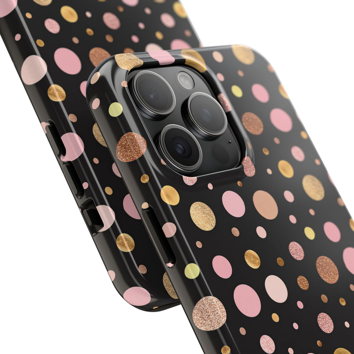 Personalized Gold & Pink Confetti Tough Phone Case — Glitter Dot Protective Phone Cover