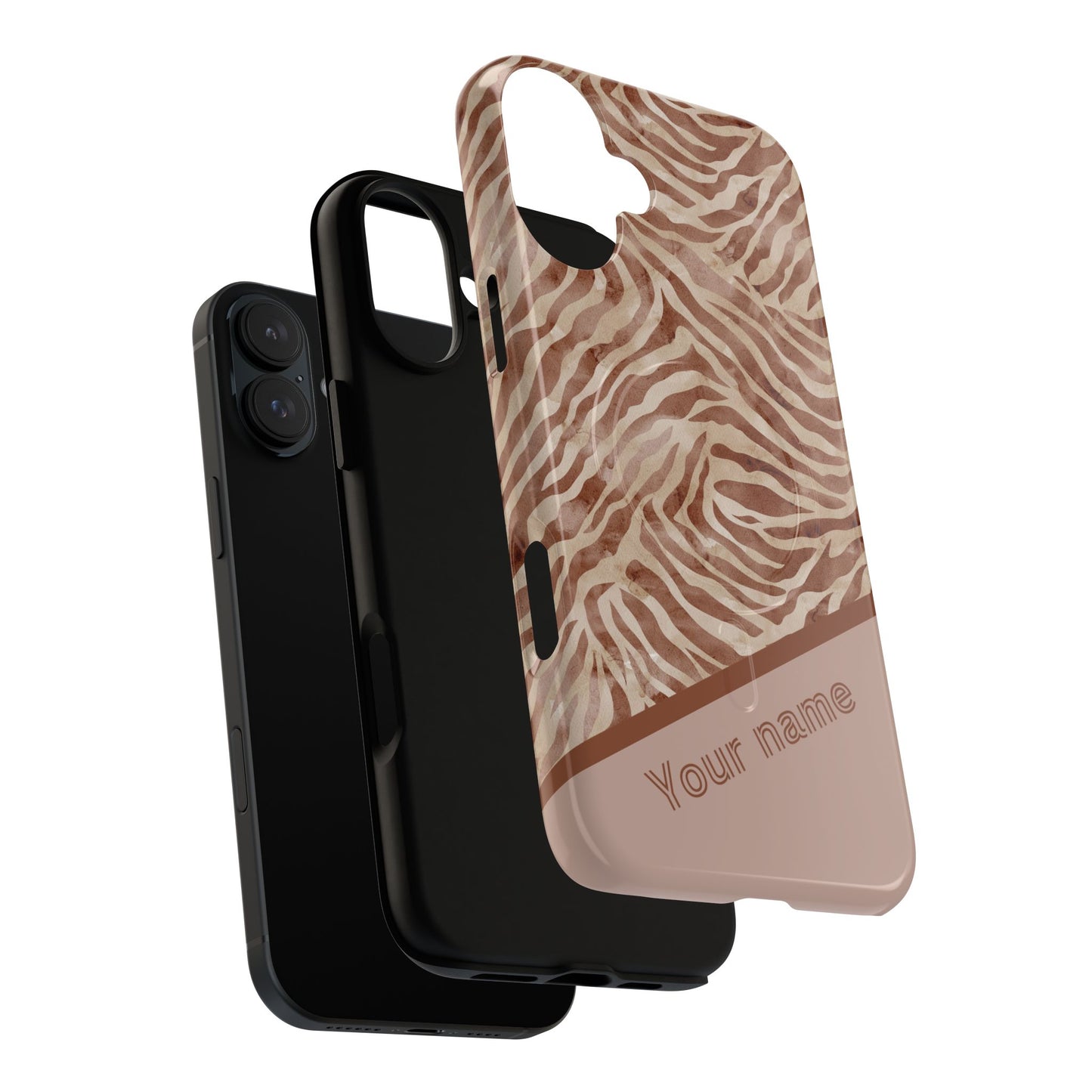 Personalized Zebra Print - Tough MagSafe® Magnetic Cases for Stylish Protection, Gifts for Wildlife Lovers, Trendy Accessories iPhone® 13, 14, iPhone 15, iPhone 16, iPhone 17, Pro, Pro Max, Plus Cases.