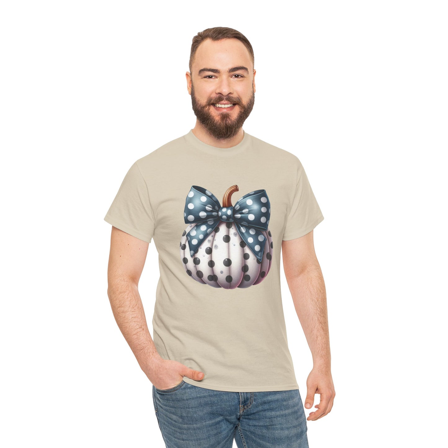 Polka Dot Pumpkin Charm Unisex Heavy Cotton Tee