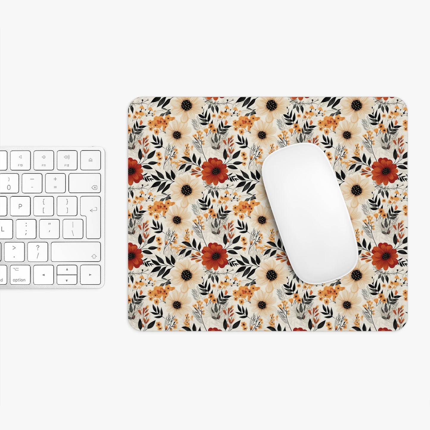 Boho Chic Floral Mouse Pad, Home Office Decor, Gift for Her, Blooming Design, Computer Accessories, Desk Accessories, Office Gift