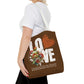 LOVE Always Brown Tote Bag.