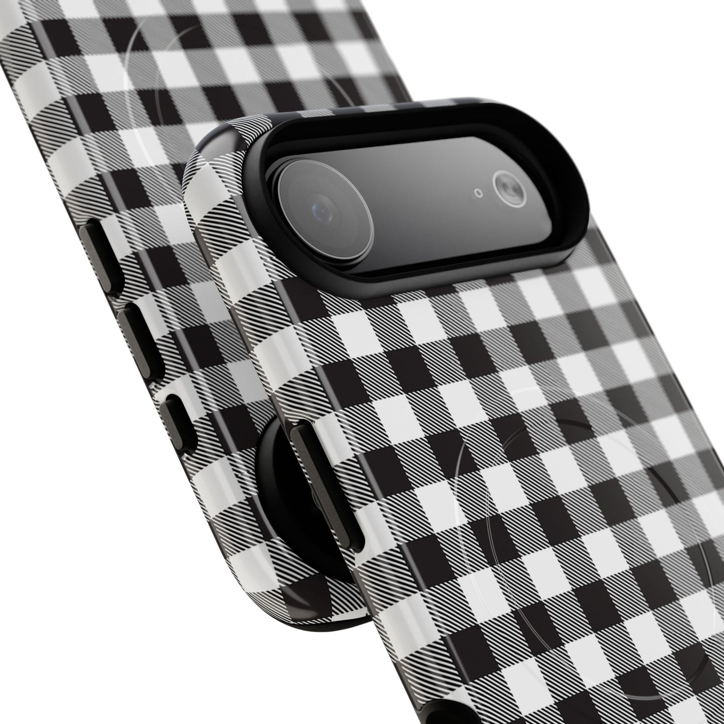 Black and White Gingham Phone Case, Tough Magnetic Cases, Stylish Phone Cover, Gift for Her, Trendy Phone Accessory, Checkered Print