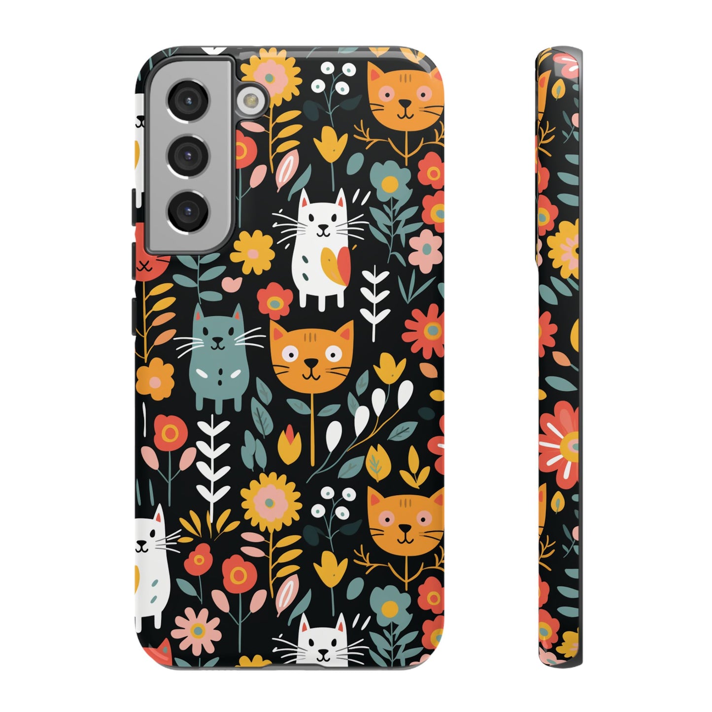 Whimsical Feline Garden iPhone, Samsung or Google Pixel Tough Cases