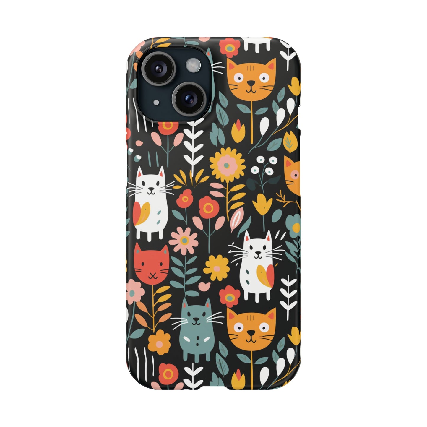 Whimsical Feline Garden Slim Cases for iPhone and Samsung Phones