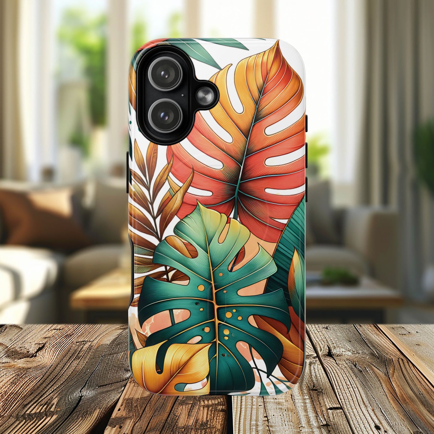 Tropical Monstera Leaf Phone Case - Stylish Tough Magnetic Cases, Floral Protection, Summer Vibe, Gift for Nature Lovers, Trendy Mobile Accessories