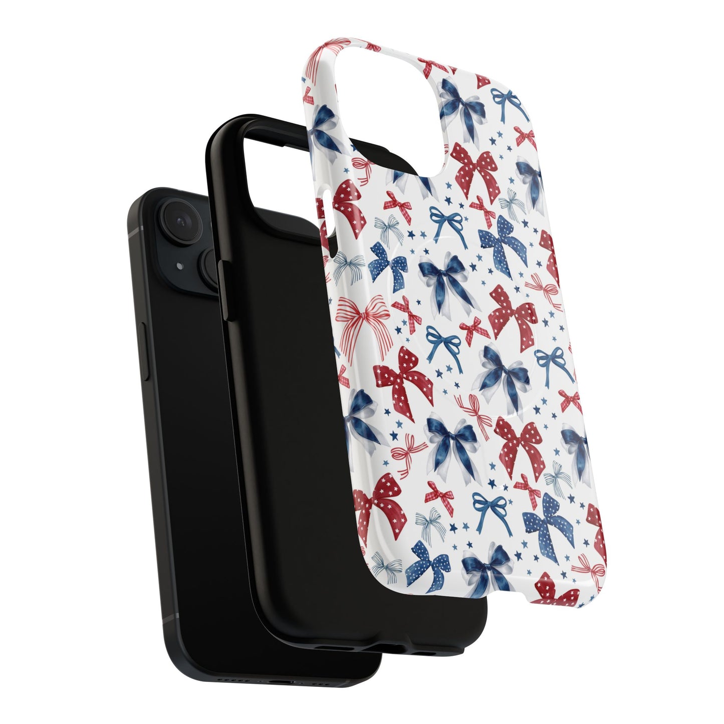 Patriotic Coquette Tough iPhone Magnetic Case, Stylish Gift for Her, Summer Celebrations, Cute Bow Design