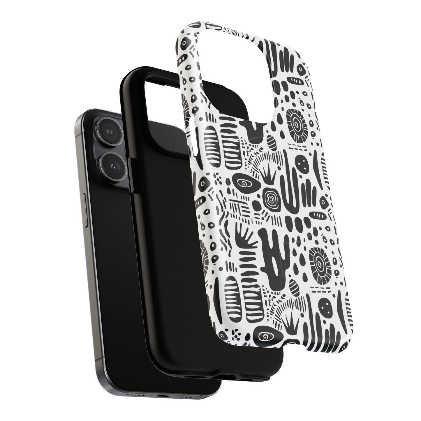 Abstract Monochrome Tough Magnetic iPhone Cases, Stylish Phone Cover, Durable Phone Protector, Modern Tech Accessories, Unique Gift Ideas