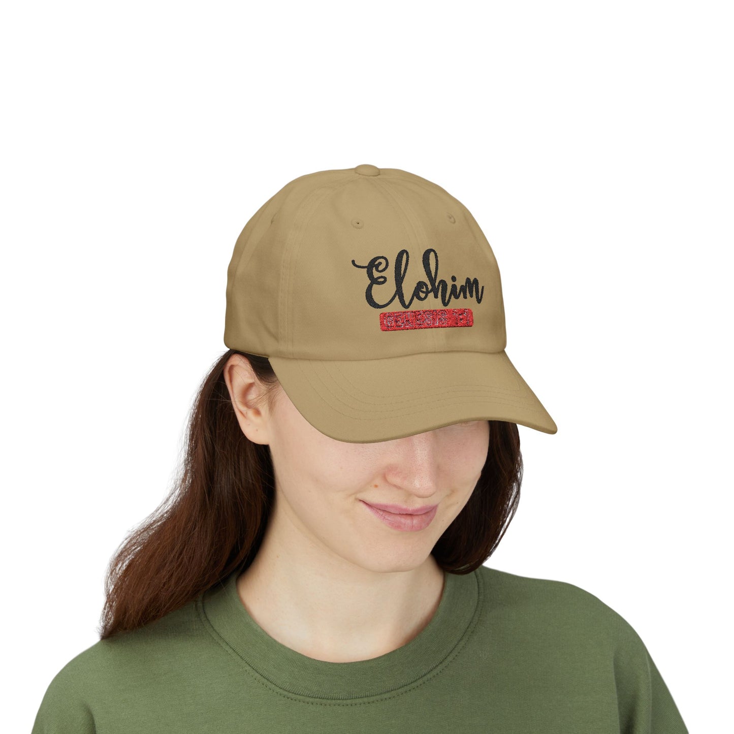 Classic Embroidery Dad Cap with 'ELOHIM, GENESIS 1:1' - Faith-Based Hat, Casual Wear, Gift for Dad, Christian Accessory, Summer Fashion