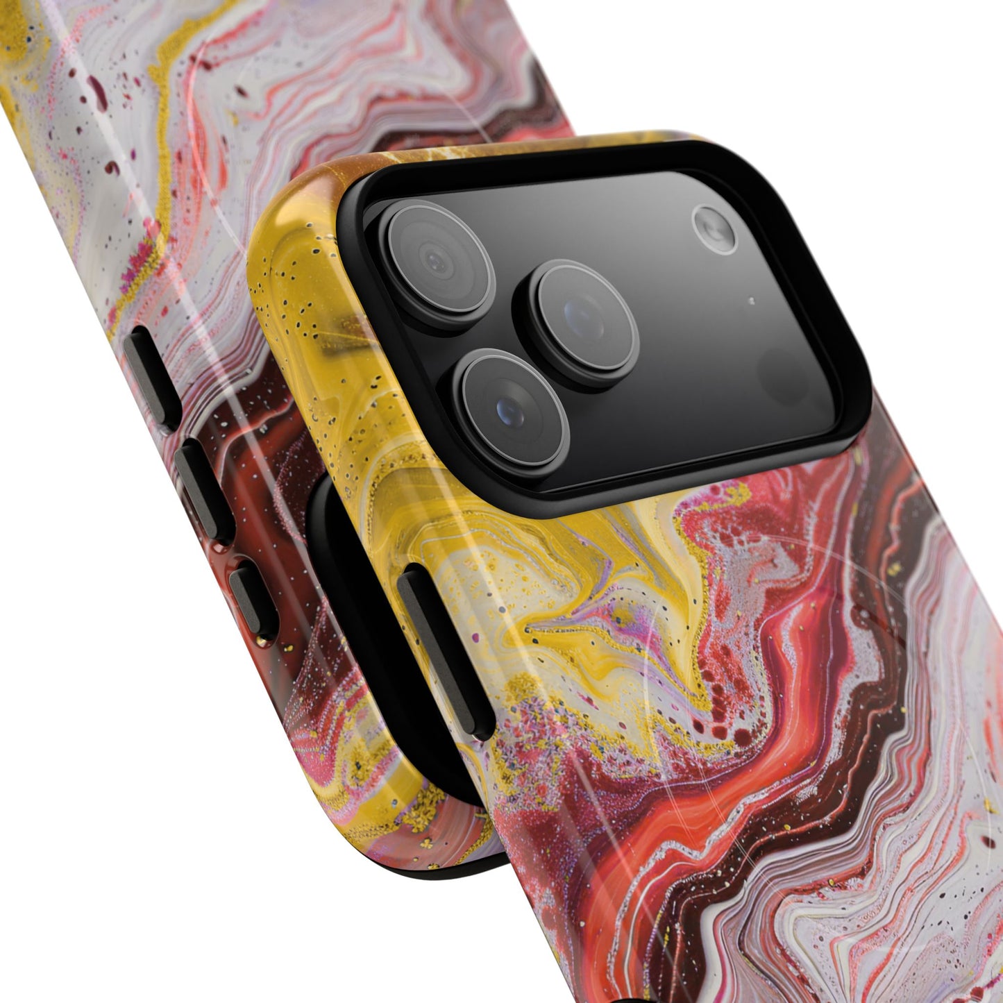 Colorful Red Marble iPhone Case, Tough Magnetic Cases, Stylish iPhone Protection, Unique Gift for iPhone Lovers, iPhone Accessories