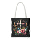 Faith and Floral Cross Heart Tote Bag