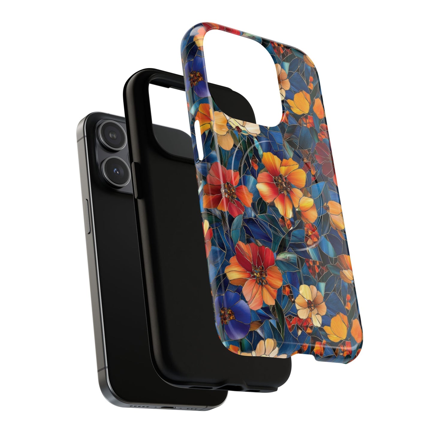 Cathedral Petals Tough Magnetic iPhone Case, Durable, Stylish, Unique Floral Design, Gifts for Her, Birthday, Everyday Use, Stained Glass iPhone Case.