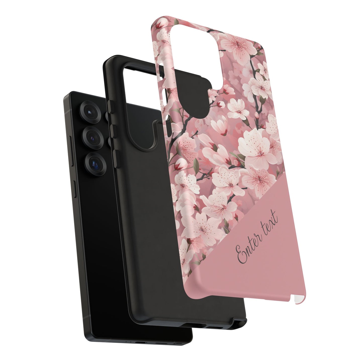 Personalized Cherry Blossom Tough Phone Case — Pink Floral Protective Case for Samsung & Google