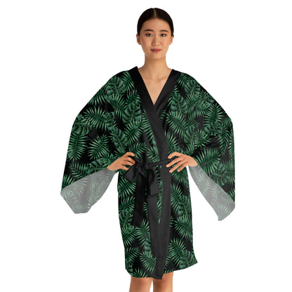 Black Tropical Bliss Serenity Kimono Robe (AOP)