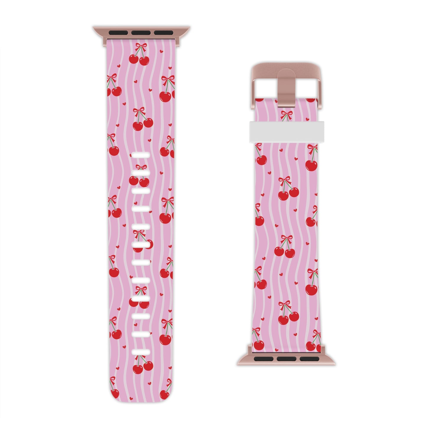 Cherry Blossom Dreams Apple Watch Band — Pink Retro Cherry Silicone Strap