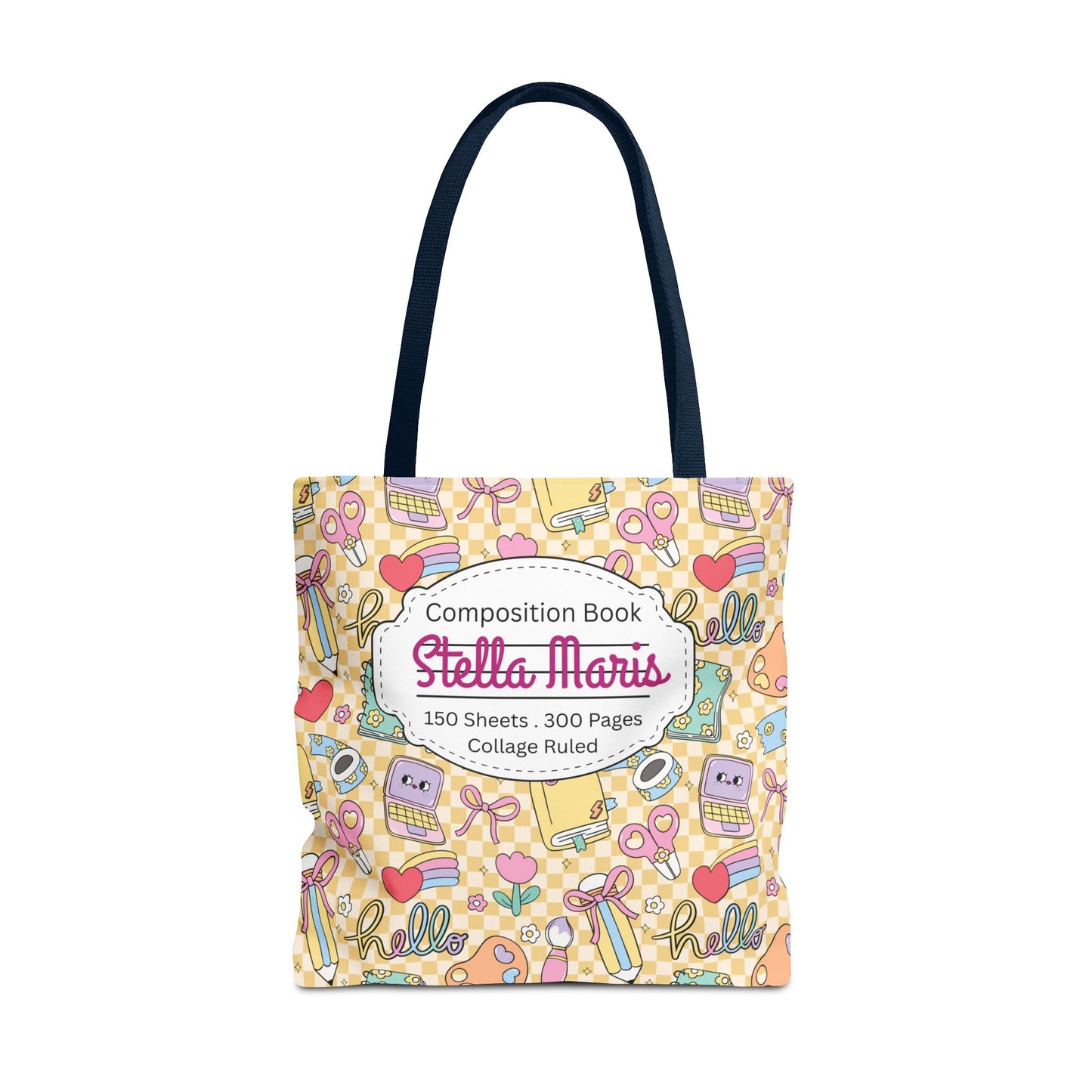 Personalized Doodle Daydream Composition Book Inspired Tote Bag, Back to School Tote, Teacher Gift, Kids Bag, Custom Name Bag, Educational Accessories, Back to School Tote Bag.