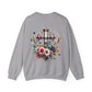 Faith and Floral Cross Unisex Heavy Gildan Blend™ Crewneck Sweatshirt.
