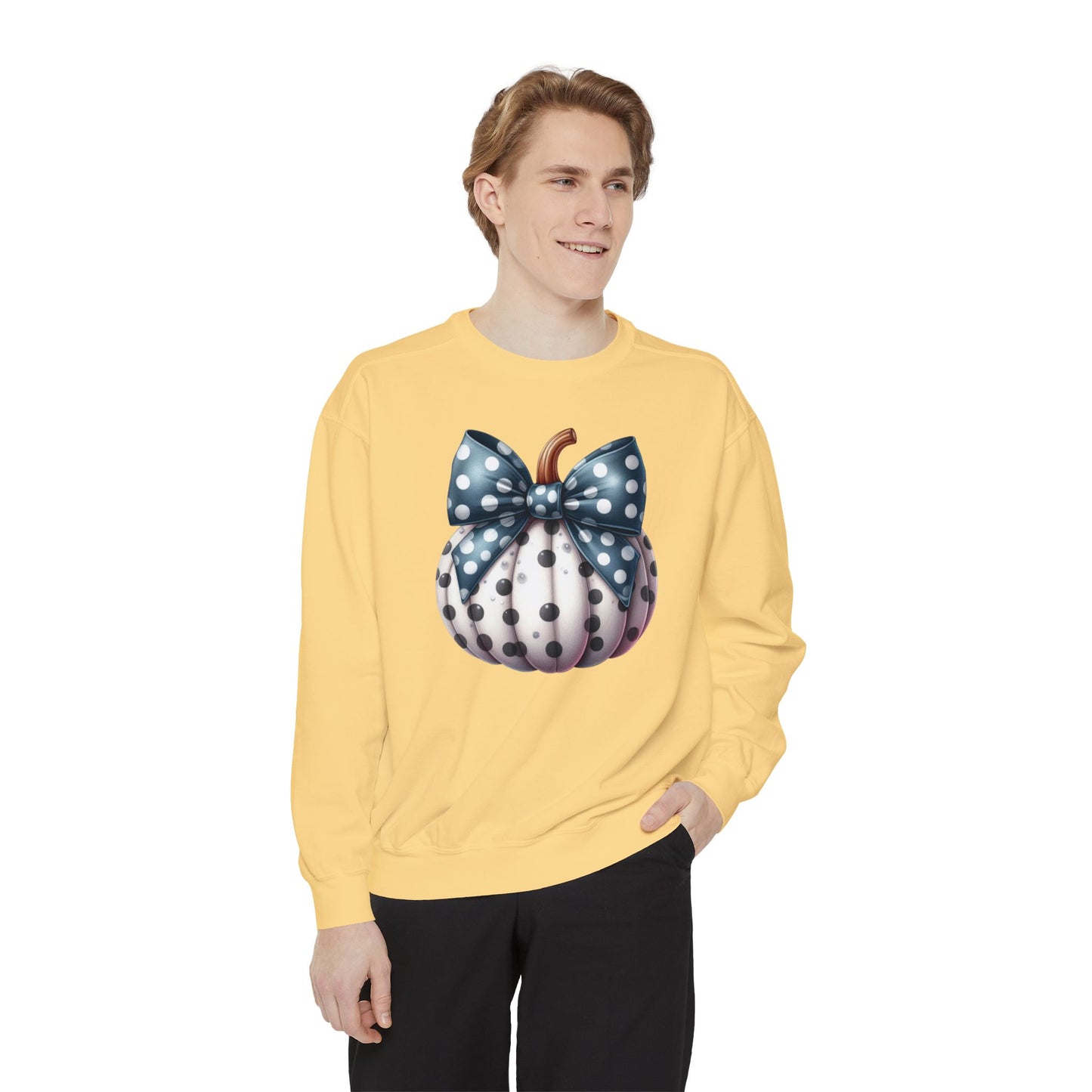 Polka Dot Pumpkin Charm Unisex Garment-Dyed Sweatshirt