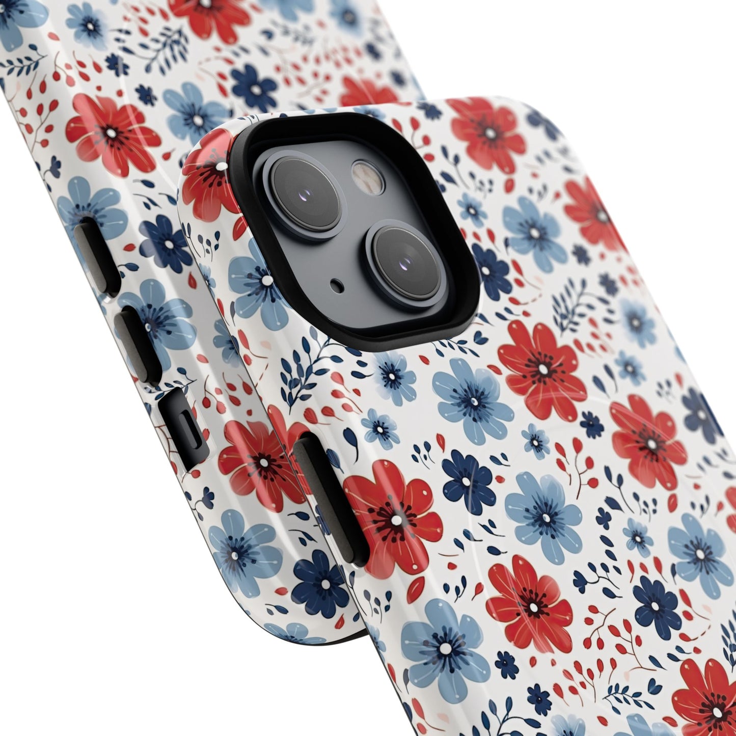 Patriotic Floral Dreams Tough Magnetic iPhone Cases, Durable, Stylish, Gift for Her, Protective Phone Cover, Spring Floral Design