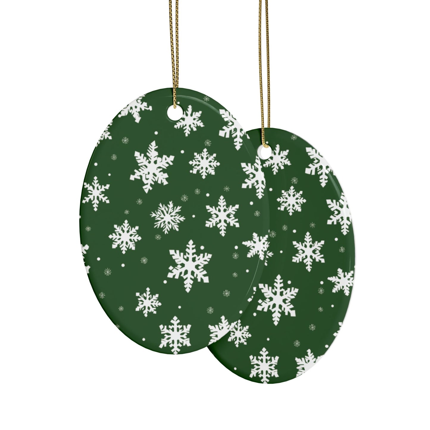 Green Snowflake Elegance Ceramic Ornaments (1pcs, 5pcs, 10pcs, 20pcs)