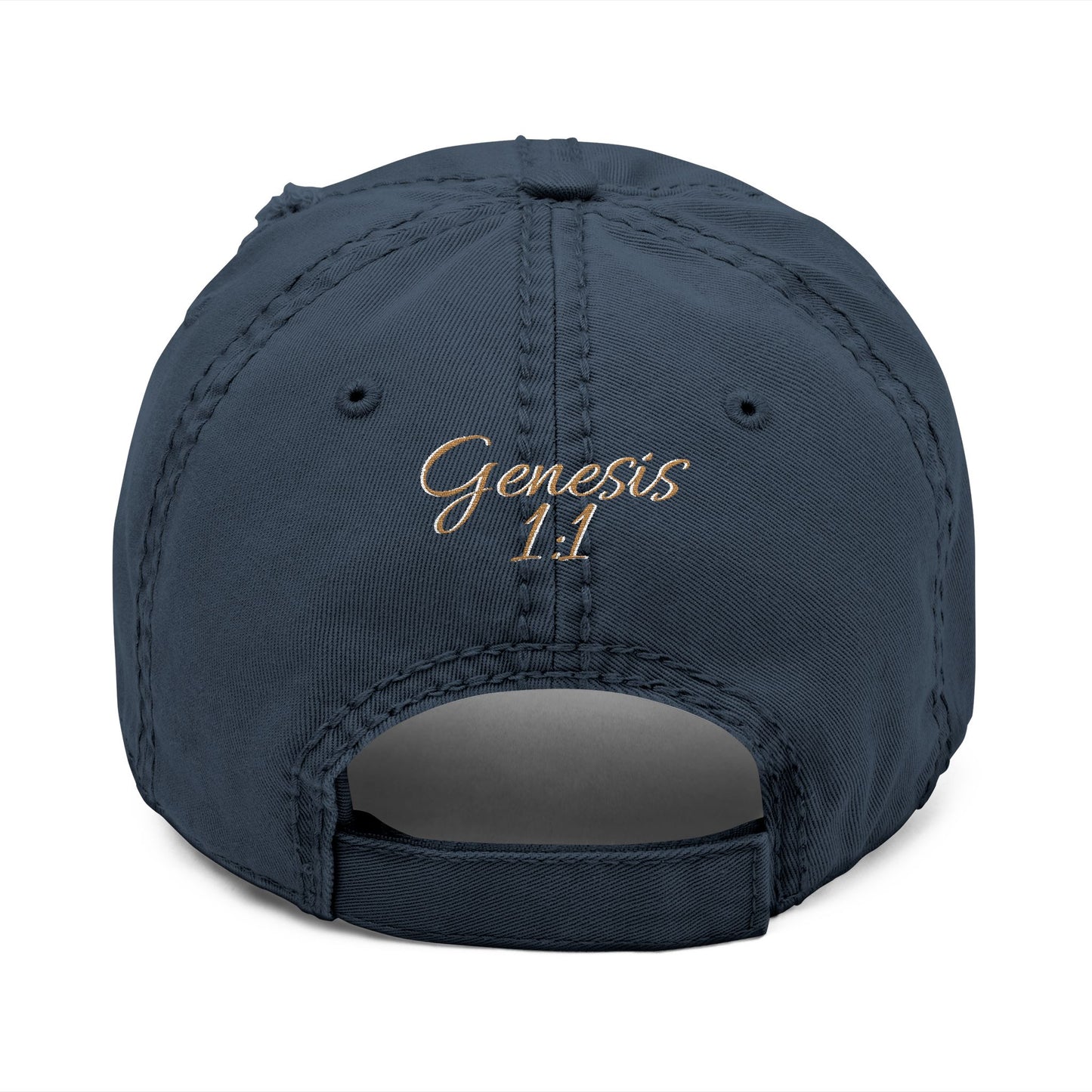 'ELOHIM, GENESIS 1:1'  Distressed Dad Hat with Embroidered, Casual Cap for Fathers, Gifts for Dads, Religious Hat, Vintage Style