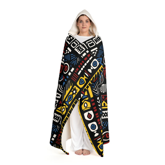 Geometric Harmony Snuggle Hooded Sherpa Fleece Blanket