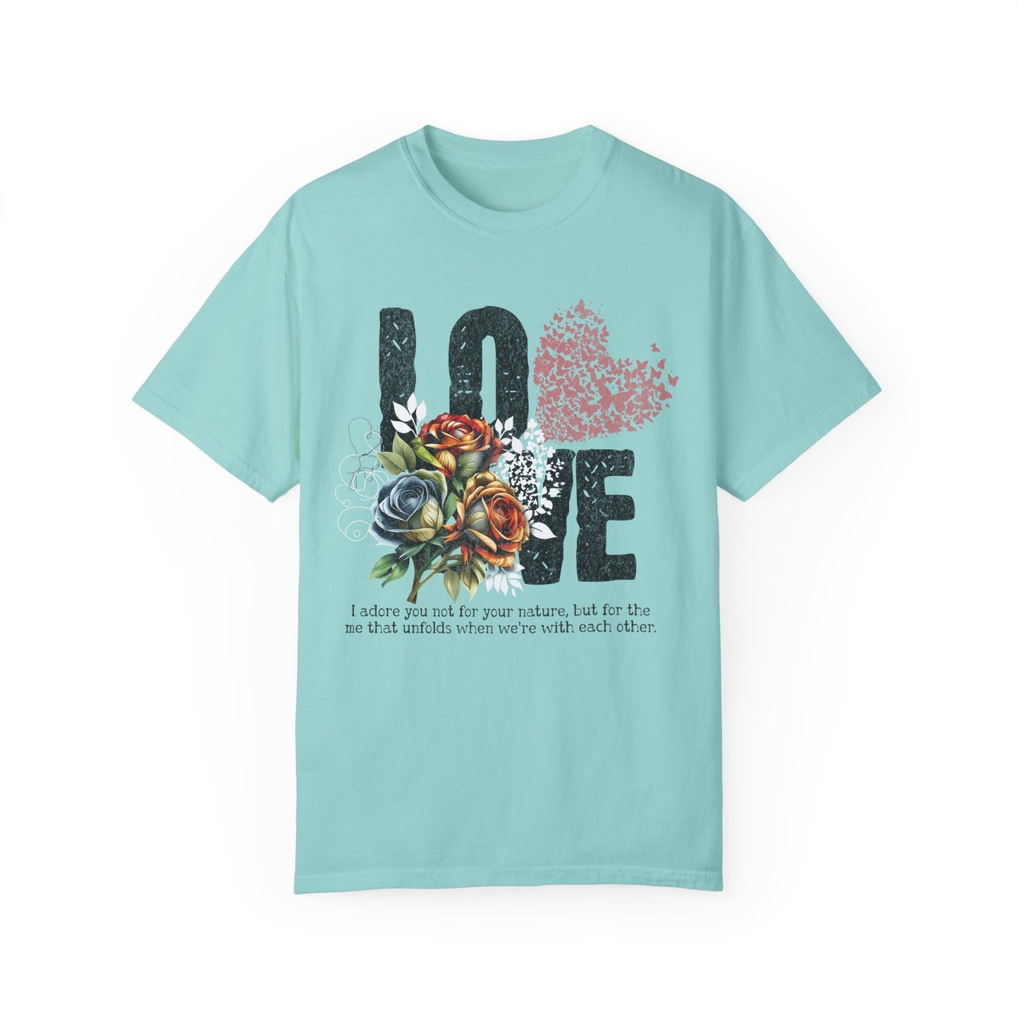 Romantic Floral Love T-Shirt | Unisex Garment-Dyed Tee for Couples