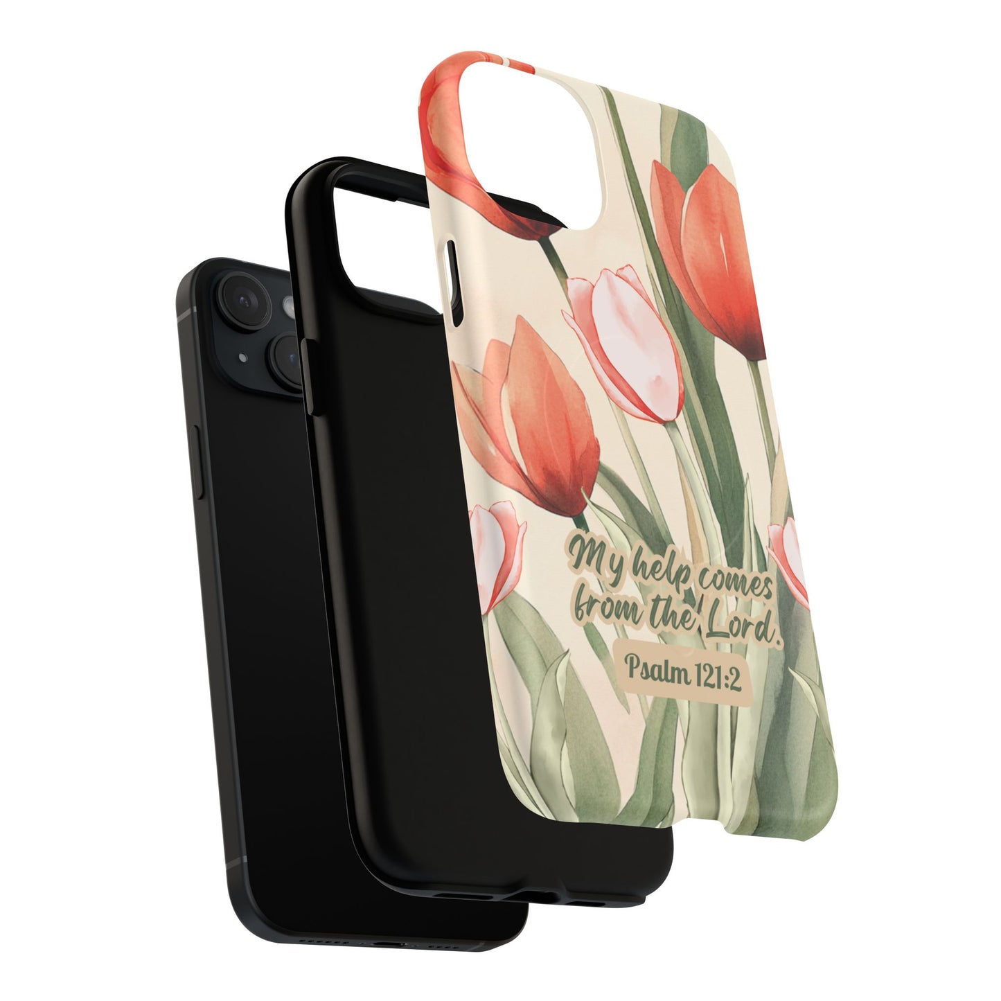 My Help comes from the Lord Psalm 121:2, Inspirational Gift, Tough iPhone Magnetic Case Scripture, Floral Bible Verse, MagSafe® iPhone® Tough Case, iPhone 14, iPhone 15, iPhone 16, Pro, Pro Max, Plus.