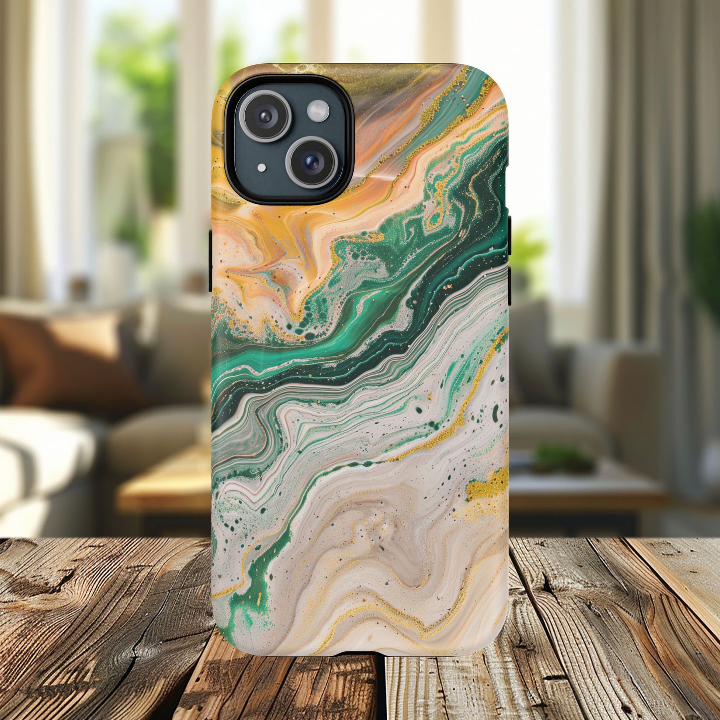 Magnetic iPhone Cases with Green Marble Design, Tough Magnetic Cases, iPhone Accessories, Gift for Her, Trendy iPhone Cover