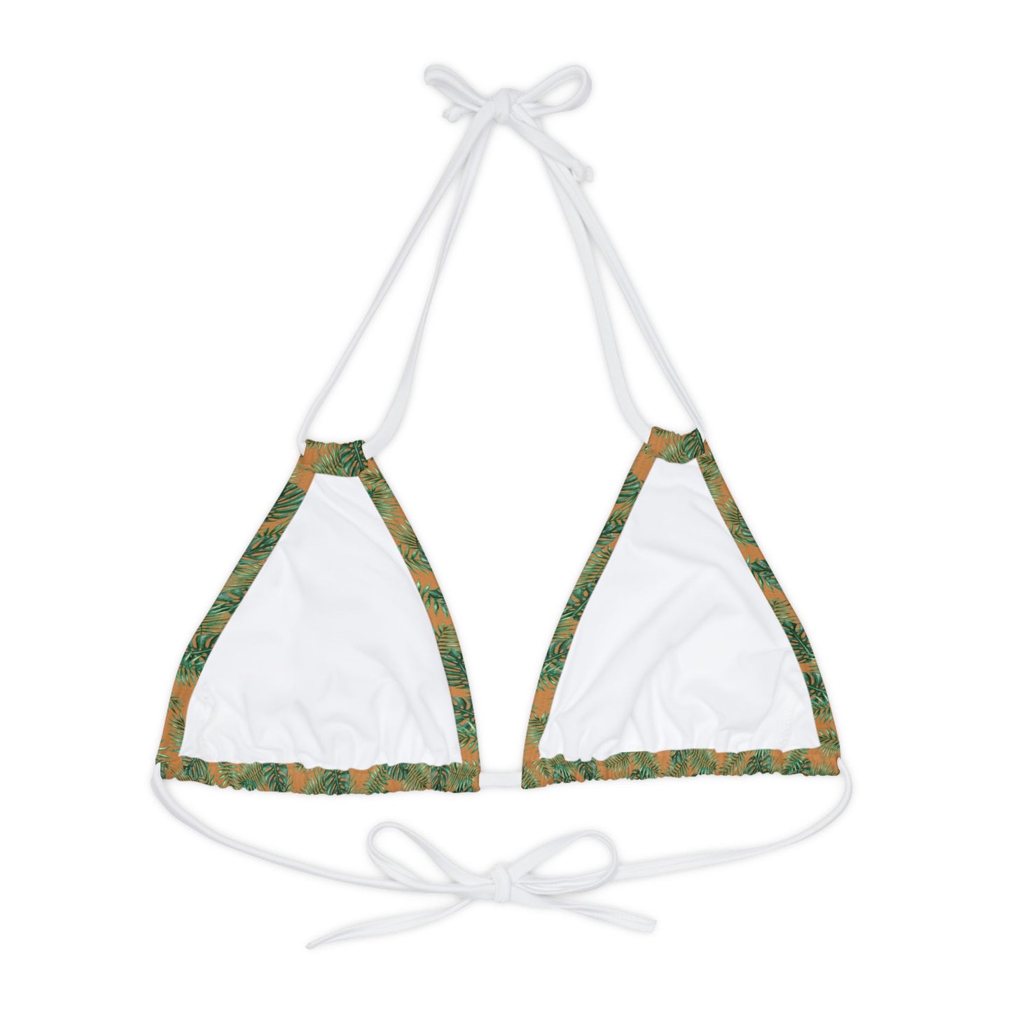 Brown Tropical Bliss Strappy Triangle Bikini Top (AOP)- (PY)