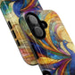 Mosaic Peacock Feathers Magnetic Phone Case, Tough Phone Shell, Vibrant Art Case, Gift for Her, Unique Phone Accessory, Wildlife Lover's Gift, Stained Glass Case.