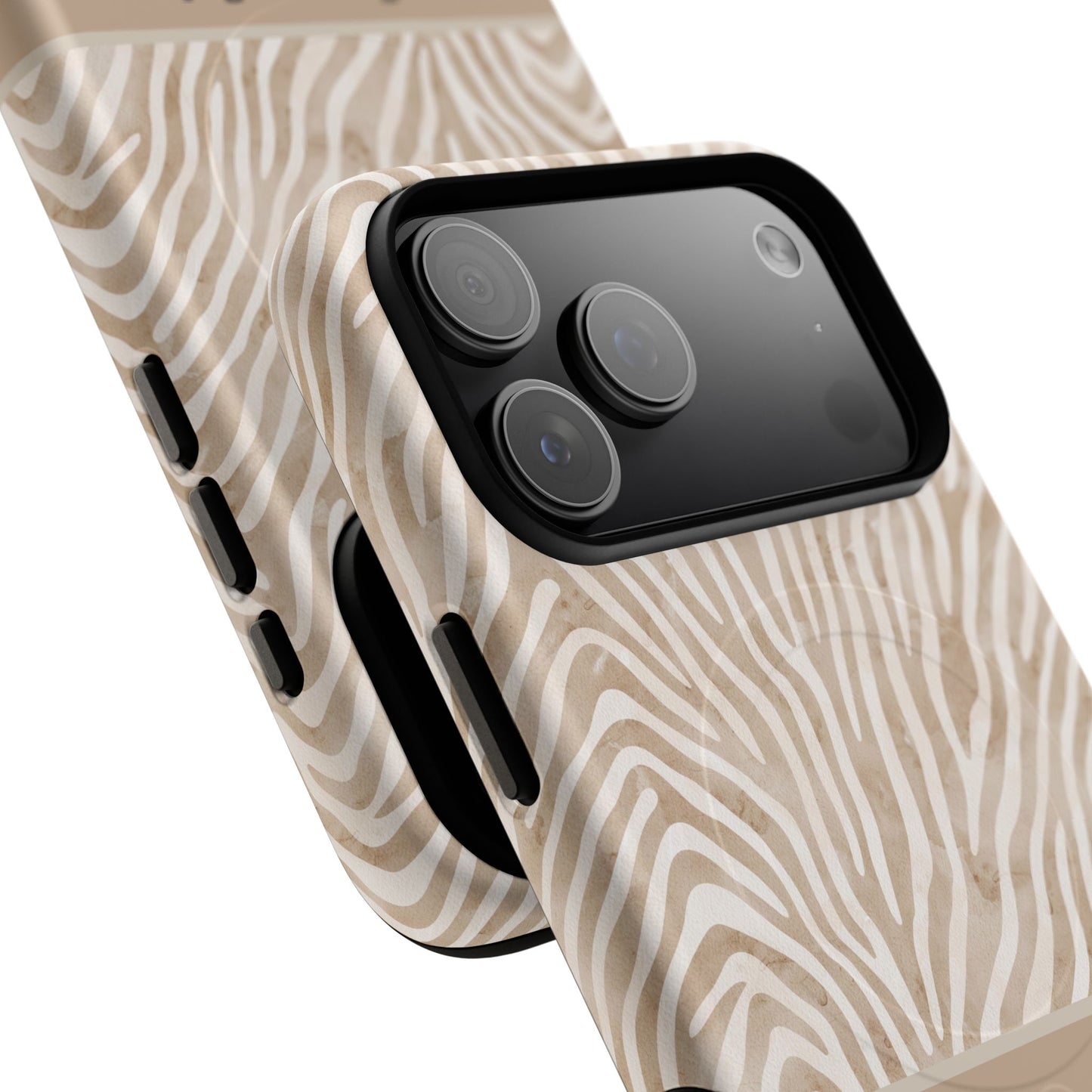 Personalized Zebra Animal Print Cover, Tough Magnetic MagSafe® iPhone® 13, 14, 15, 16, 17, Pro, Pro Max, Plus Cases (Custom Name).