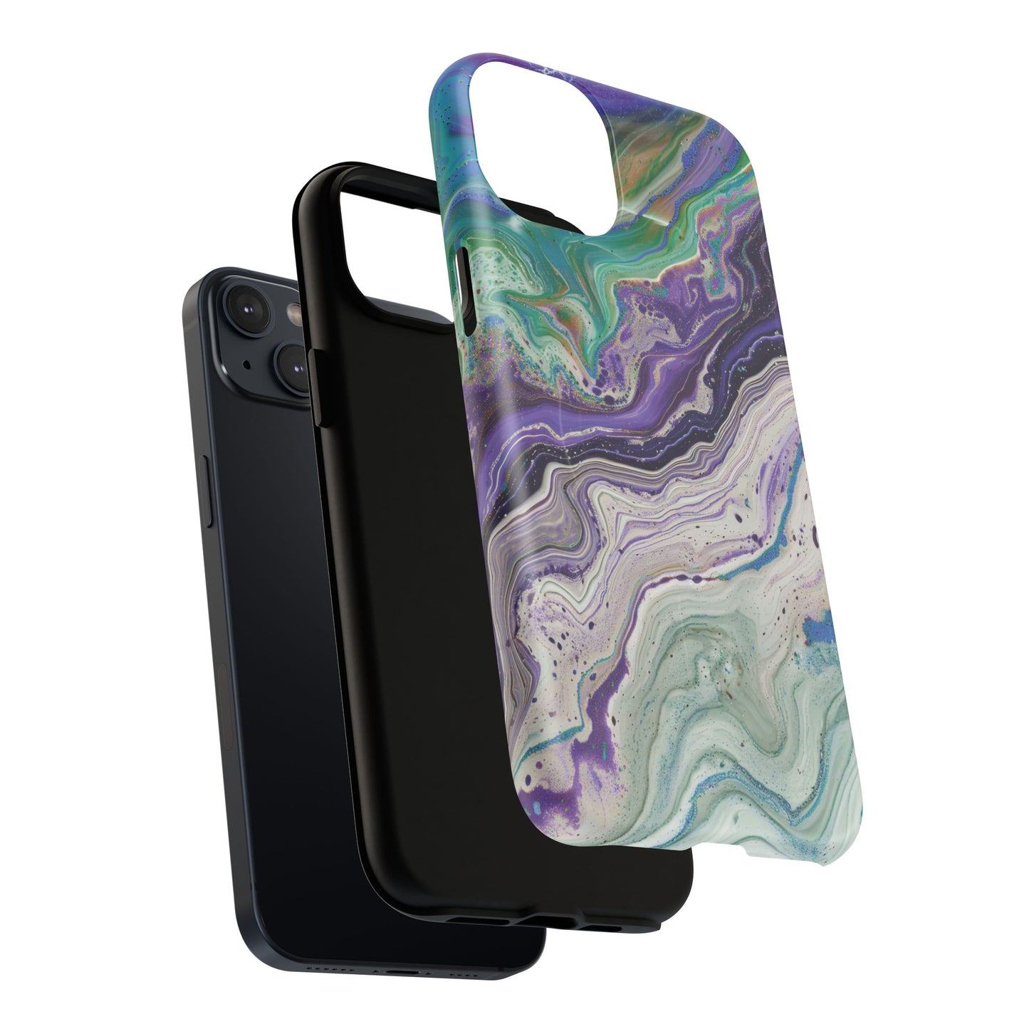 Stylish Purple Acrylic Tough Magnetic iPhone Cases, Unique Protective Cases for iPhone, Colorful Marble Design, Great Gift for iPhone Lovers