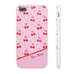 Personalized Cherry Blossom Dreams Flexi Case — Pink Retro Cherry iPhone® 7/8, 11, 12, 13, 14, 15, 16, 17, X/XS, SE, XR, Mini, Pro, Pro Max, Plus Cases.