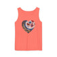 Floral Hearts Unisex Garment-Dyed Tank Top