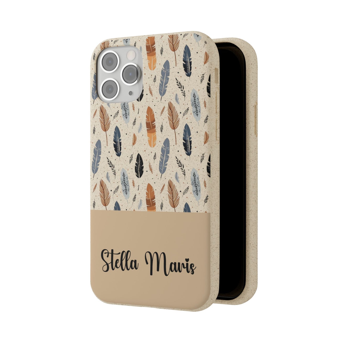 Personalized Whispering Feathers Samsung Biodegradable Case, Custom Name Case.